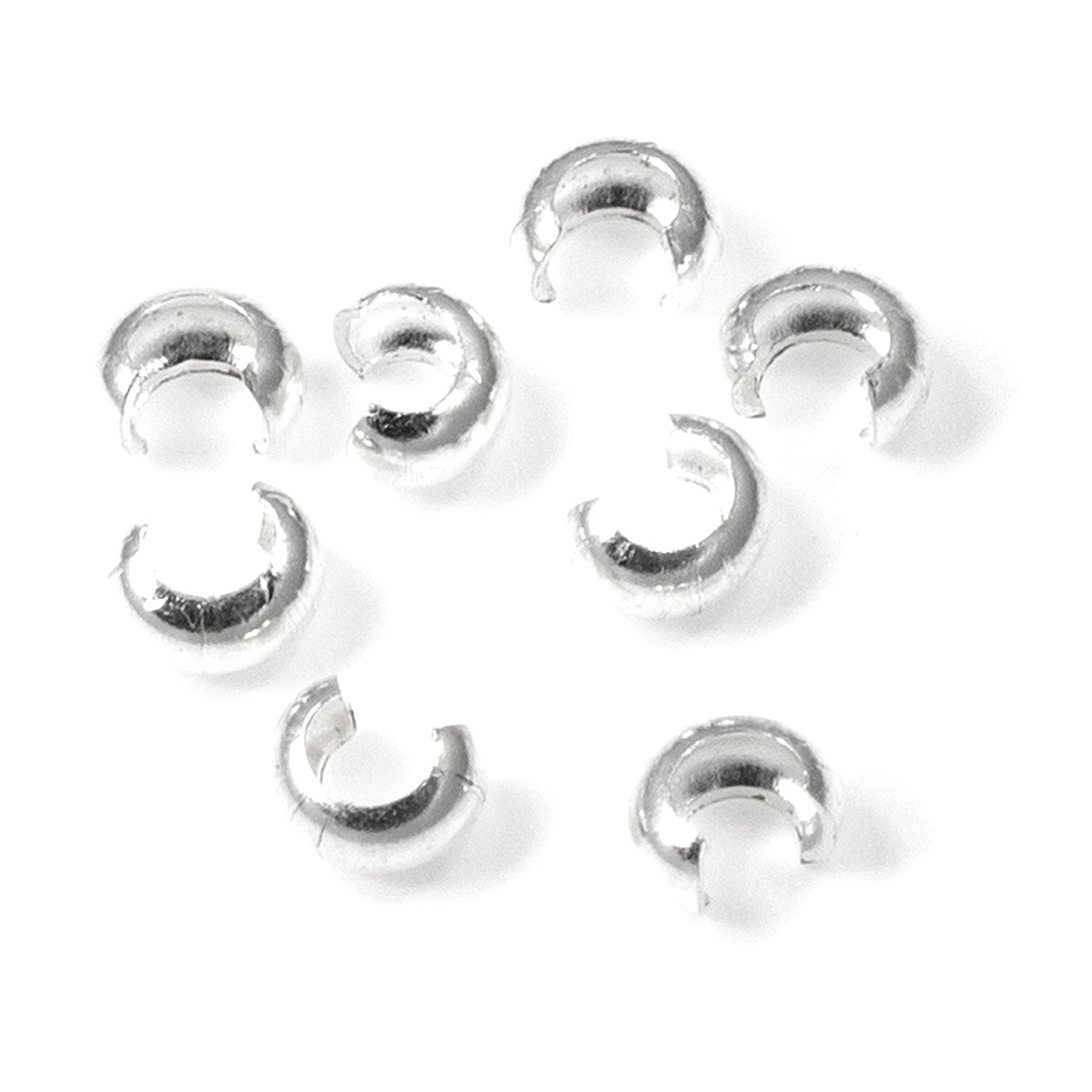 Silver Plated Crimp Bead Covers, TierraCast 3mm 50/PKG
